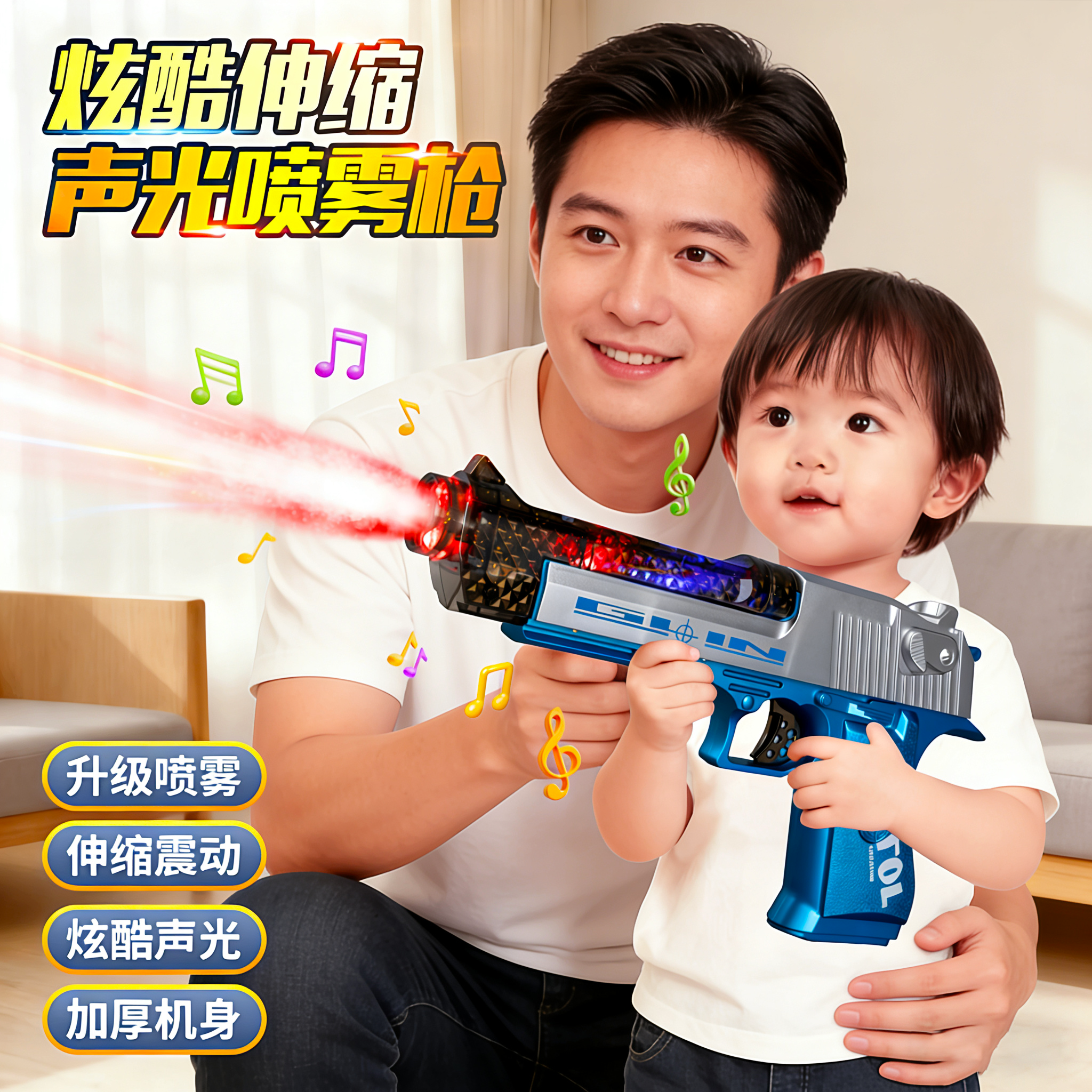 2025年新款电动声光喷雾沙漠之鹰仿真手枪玩具枪儿童男孩生日礼物,玩具/童车/益智/积木/模型,电动玩具枪,淘宝优惠券,粉丝福利购,淘宝优惠卷