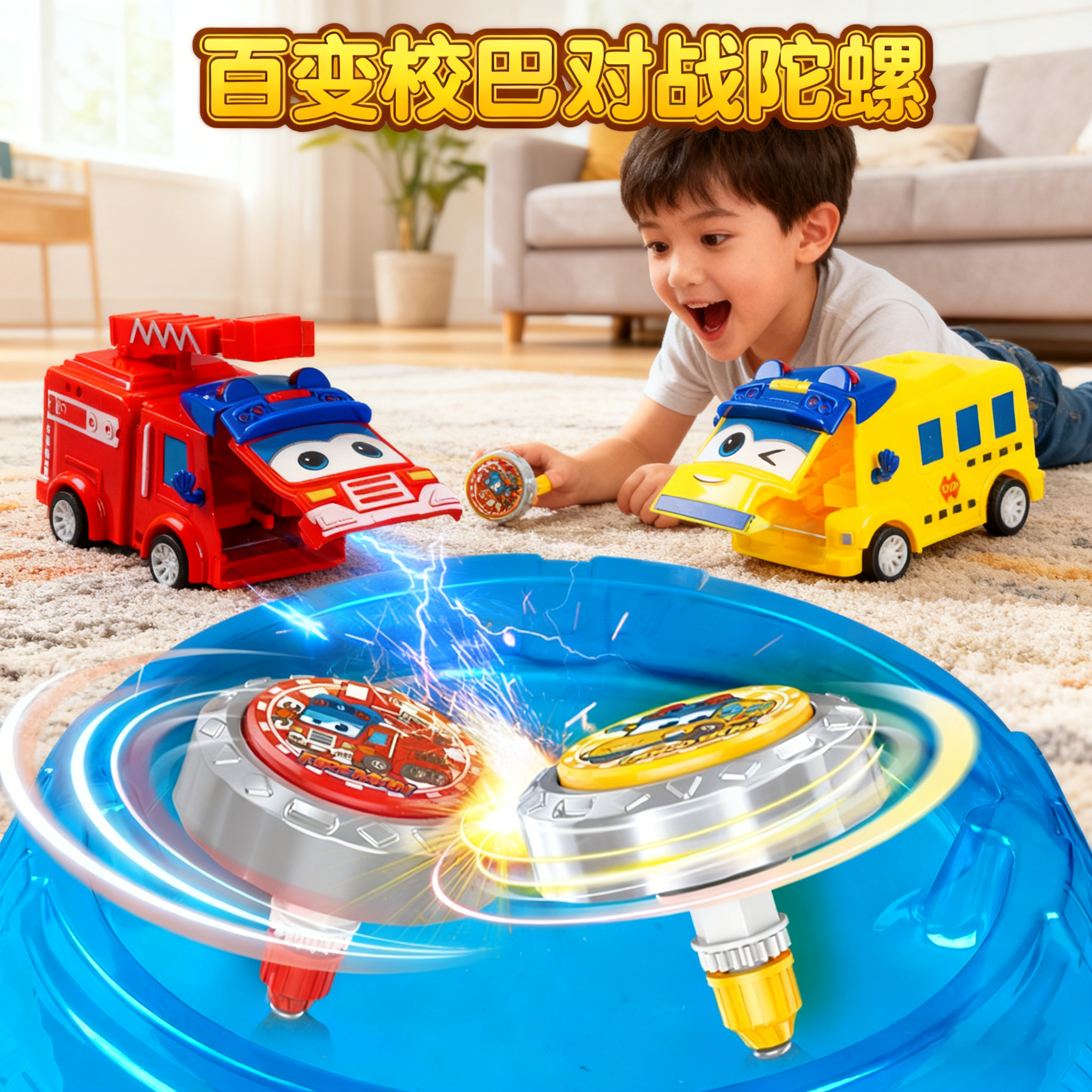 齿轮联动战斗陀螺发射车旋转解压