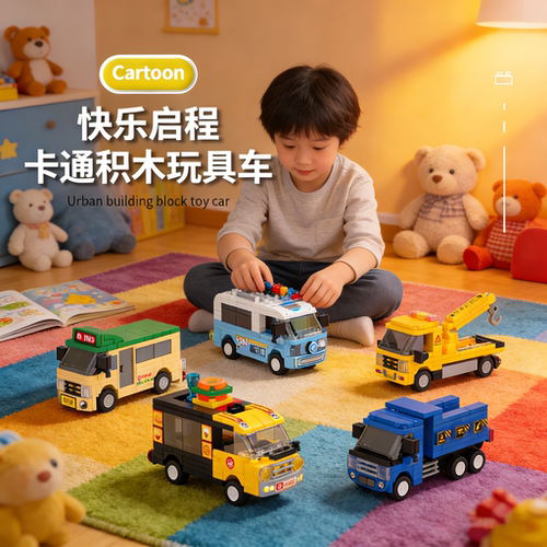 儿童汽车积木拼装玩具男生日礼物