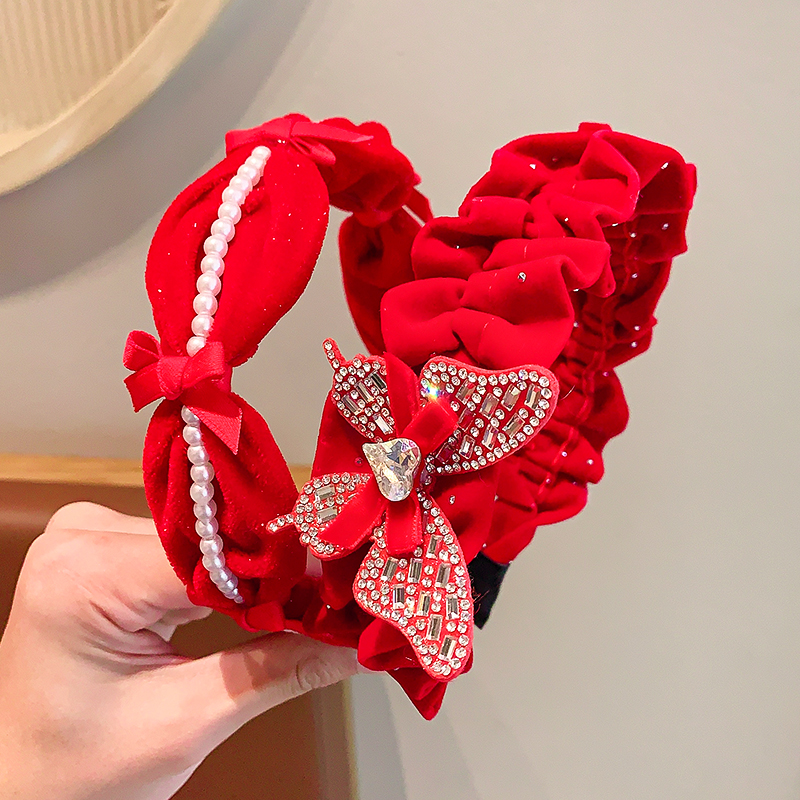 儿童发箍宝宝公主气质发卡头箍女童红色新年头饰女孩发饰2024新款