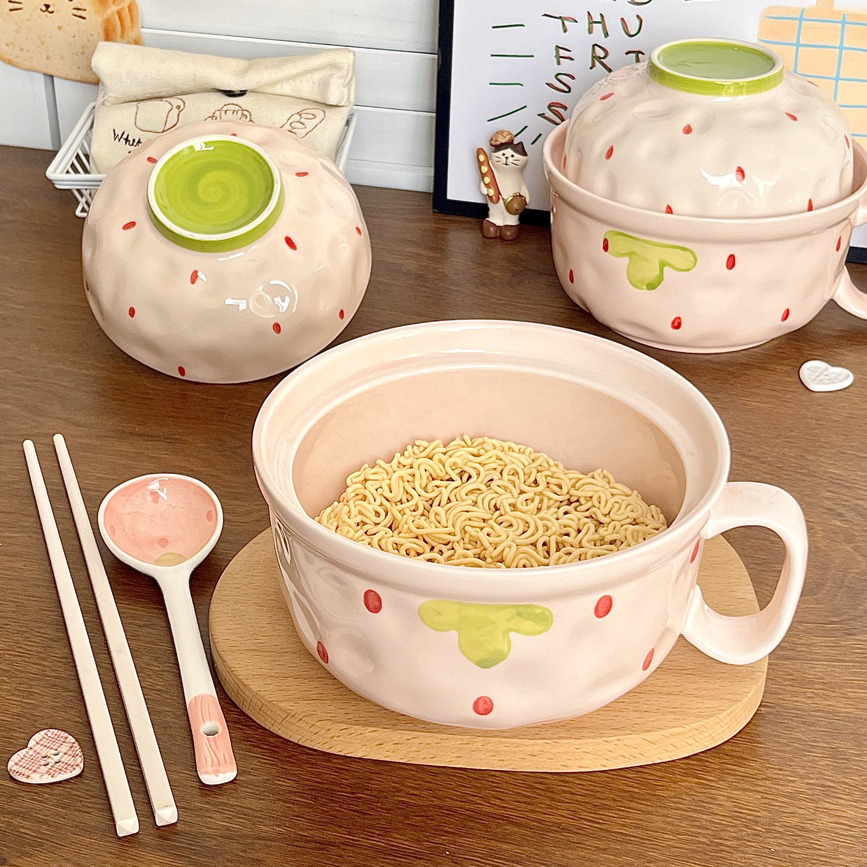 手持碗泡面专用碗泡面碗套装陶瓷泡面碗带盖大容量微波炉可加热碗,餐饮具,泡面碗,淘宝优惠券,粉丝福利购,淘宝优惠卷