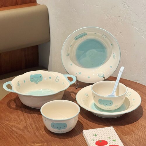 漂亮盘子减脂餐盘沙拉碗汤碗家用甜品碗好看的餐具碗盘套装家用