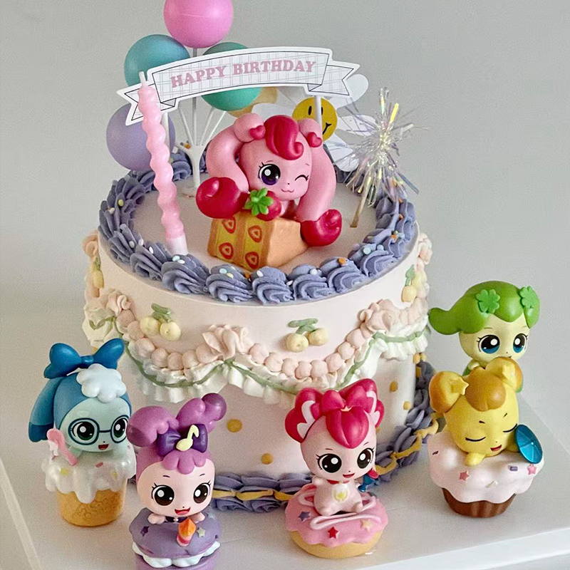 儿童生日卡通可爱甜品大冒险萌可蛋糕装饰摆件彩虹气球烘焙装扮