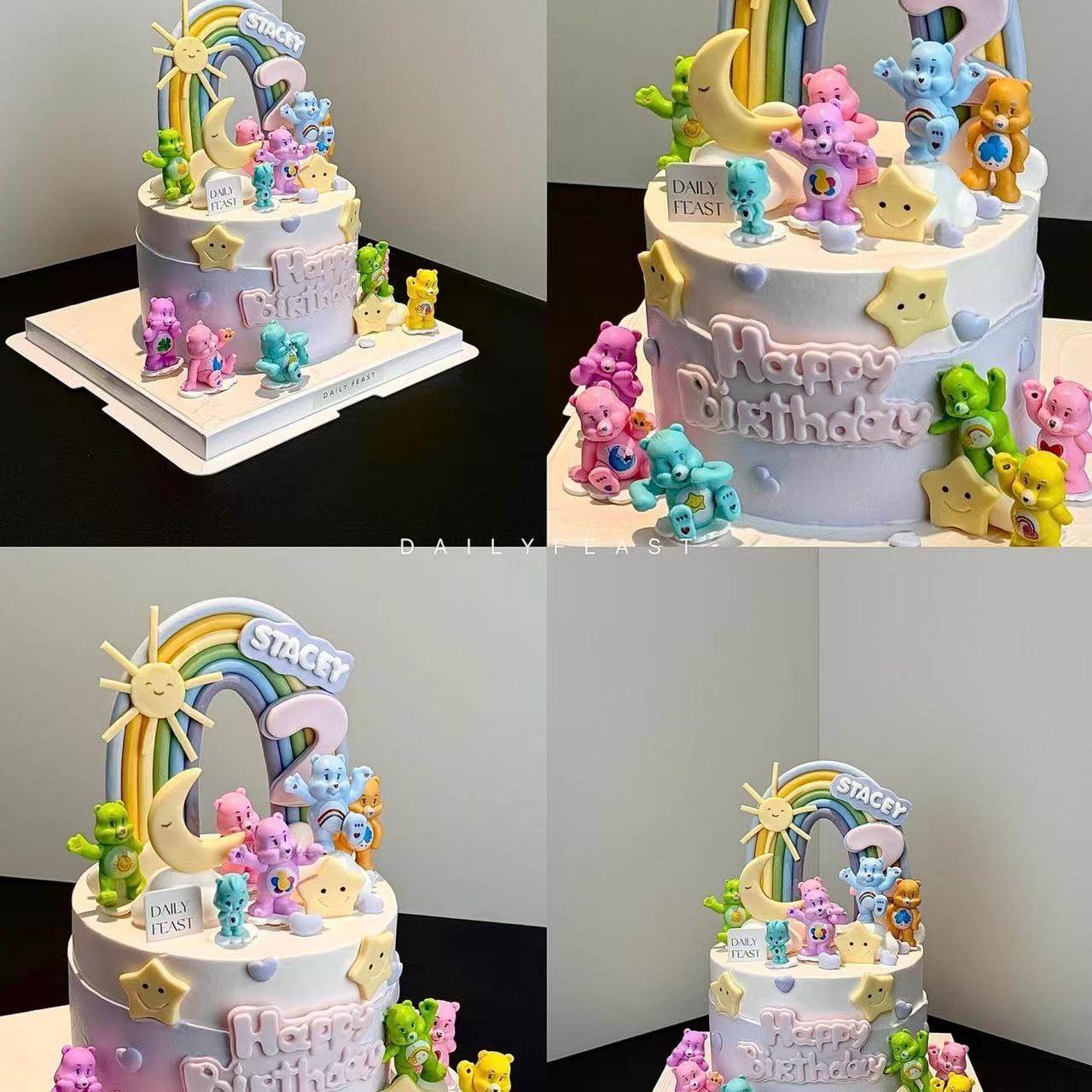 网红同款卡通可爱彩虹小熊蛋糕装饰摆件儿童生日快乐烘焙装扮插件,节庆用品/礼品,蛋糕/烘焙装饰用品,淘宝优惠券,粉丝福利购,淘宝优惠卷