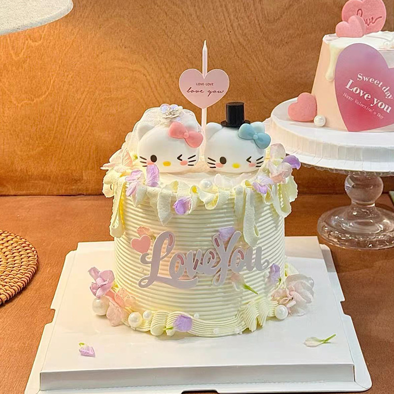 214情人节头纱西服帽情侣KT猫蛋糕装饰摆件loveyou亚克力烘焙装扮,节庆用品/礼品,蛋糕/烘焙装饰用品,淘宝优惠券,粉丝福利购,淘宝优惠卷
