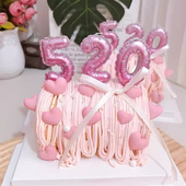 2026情人节胖嘟嘟520数字蜡烛蛋糕装 饰情侣告白爱心卡片装 扮插件
