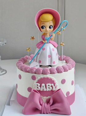 牧羊女儿童女孩生日蛋糕装饰摆件城堡蝴蝶结爱心彩虹烘焙装扮插件