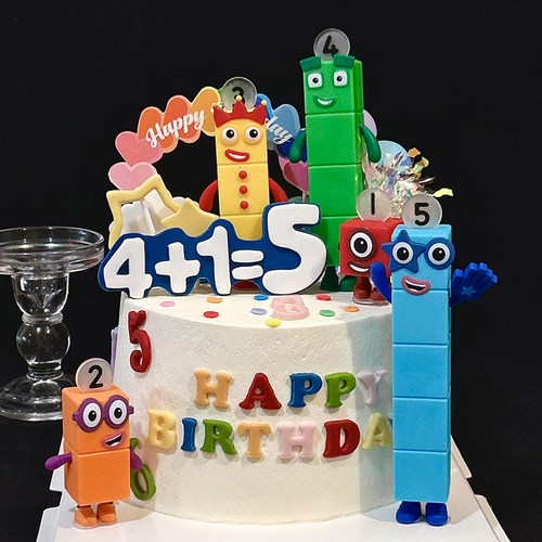 卡通数字积木Mumber biocks主题儿童生日派对玩具人偶装扮摆件
