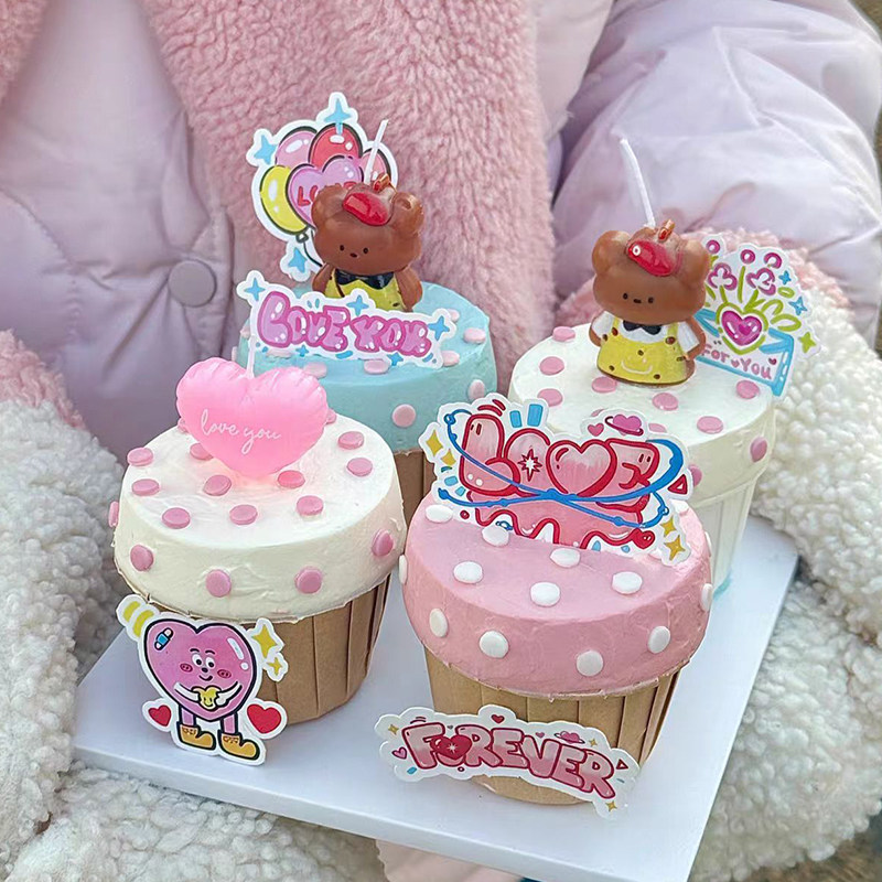 网红情人节情侣小熊蜡烛纸杯蛋糕装饰卡通涂鸦love烘焙装扮卡片,节庆用品/礼品,蛋糕/烘焙装饰用品,淘宝优惠券,粉丝福利购,淘宝优惠卷