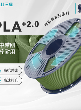 三绿PLA+2.0 3D打印耗材 升级版耗材高速打印高韧性1KG线径1.75mmFDM耗材适用拓竹A2 P2S H2S 创想K23D打印机