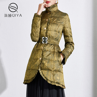 清仓福利木耳花边羽绒服女短款立领轻便轻薄亮面修身小个子外套