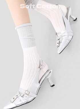 网眼透气堆堆袜女春夏韩版拼色ins潮袜竖纹坑条叠穿中筒袜学院风
