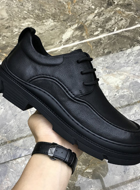 帕达索新款头层牛皮厚底商务休闲皮鞋男士真皮透气百搭男鞋230259