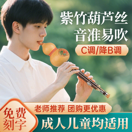 紫竹葫芦丝乐器小学生专用C调降B调儿童成人初学者入门七孔葫芦丝