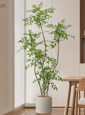 彷真绿色植物南天竹高端轻奢室内客厅沙发装饰假植物大型落地盆栽
