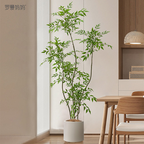 彷真绿色植物南天竹高端轻奢室内客厅沙发装饰假植物大型落地盆栽