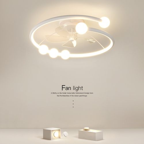 风扇灯2025新款现代简约客厅灯卧室智能摇头餐厅全光谱护眼电扇灯