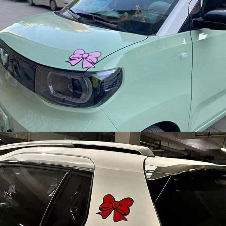 电动车贴女生可爱卡通粉色蝴蝶结车尾装饰车贴纸划痕遮挡汽车贴纸