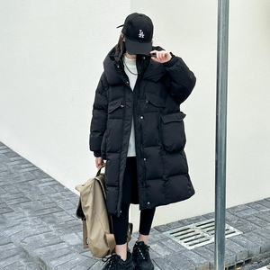 女童羽绒服中长款冬季2023新款儿童洋气冬款加厚大童冬款过膝外套