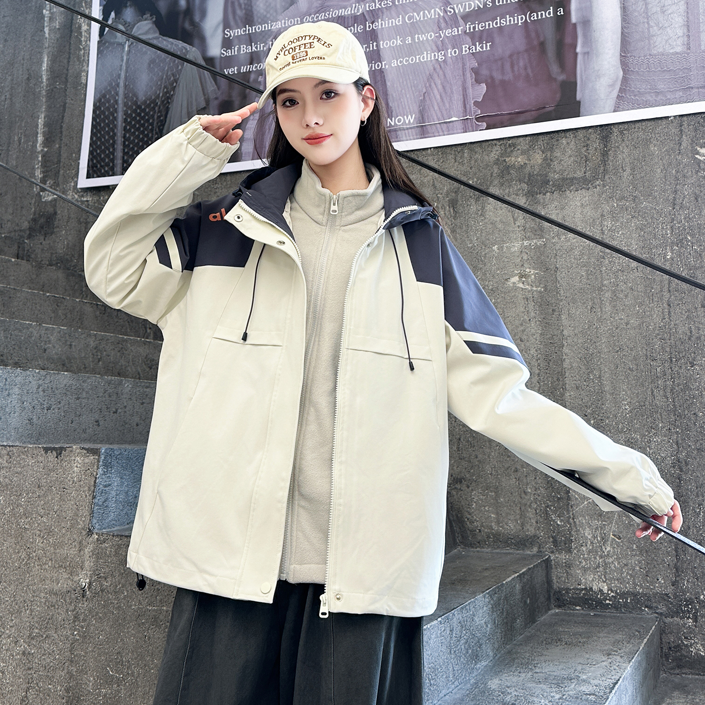 女大童三合一冲锋衣防水可以拆卸