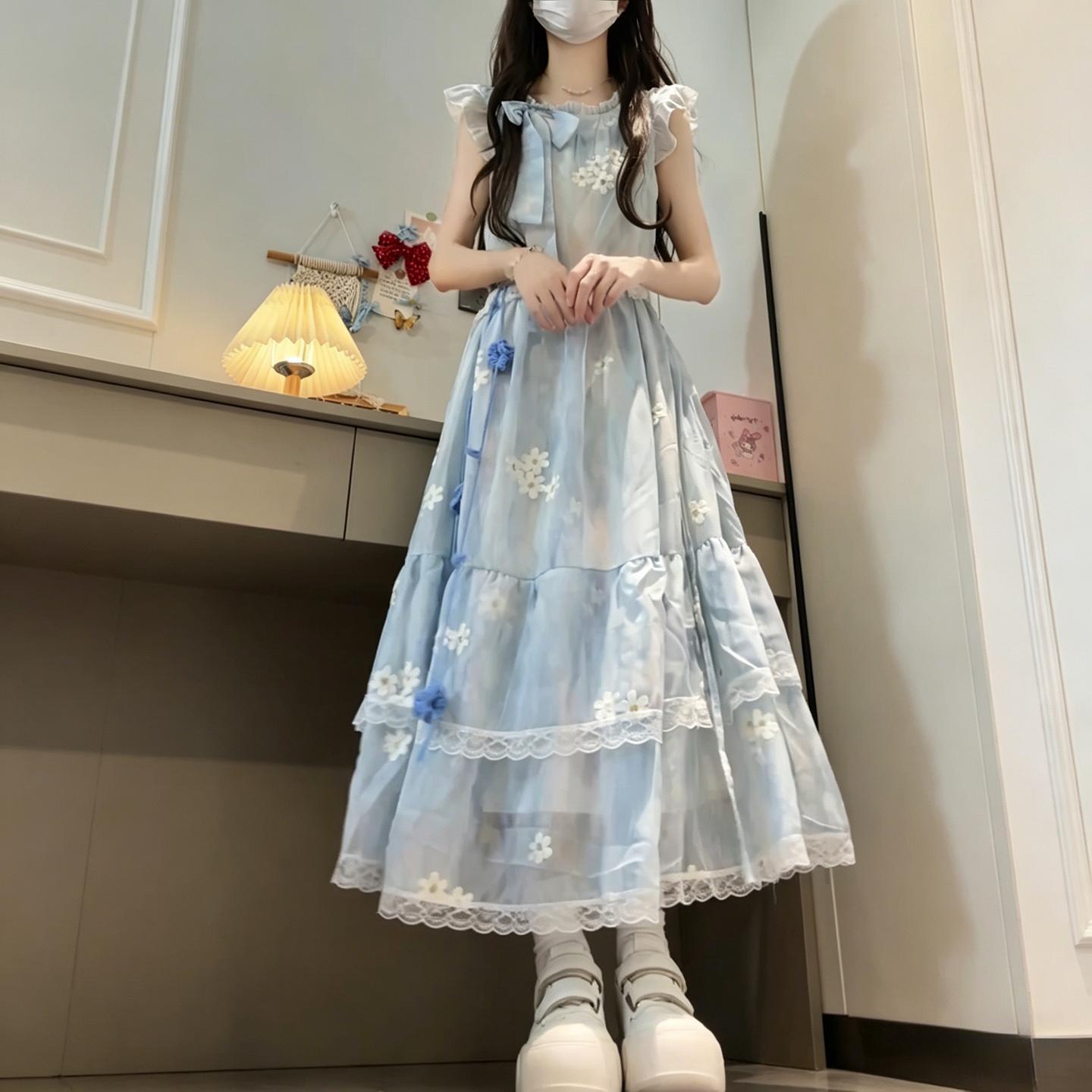 女大唐夏季法式碎花学生连衣裙