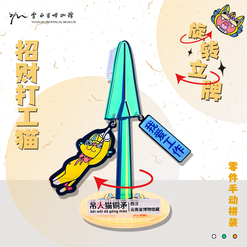 云南省博物馆文创-打工猫旋转立牌