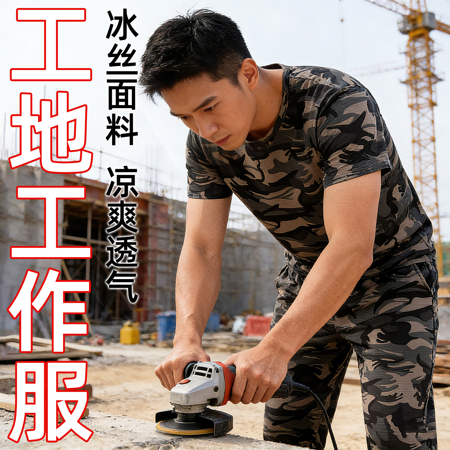 迷彩工作服薄款干活穿的衣服工地建筑耐磨耐脏短袖速干透气劳保男
