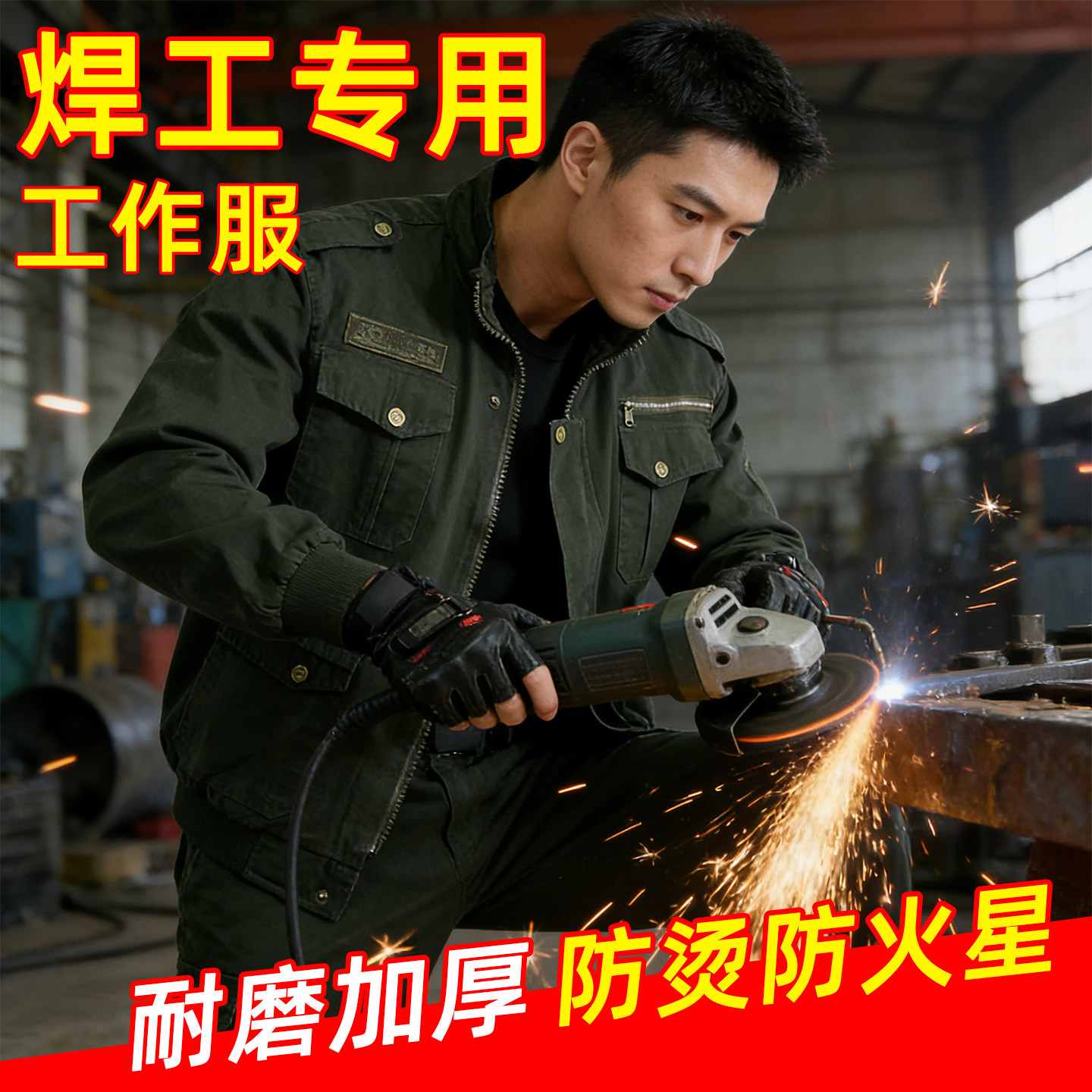 电焊焊工劳保工作服专用耐磨防烫套装船厂牛仔防护加厚工装制服男