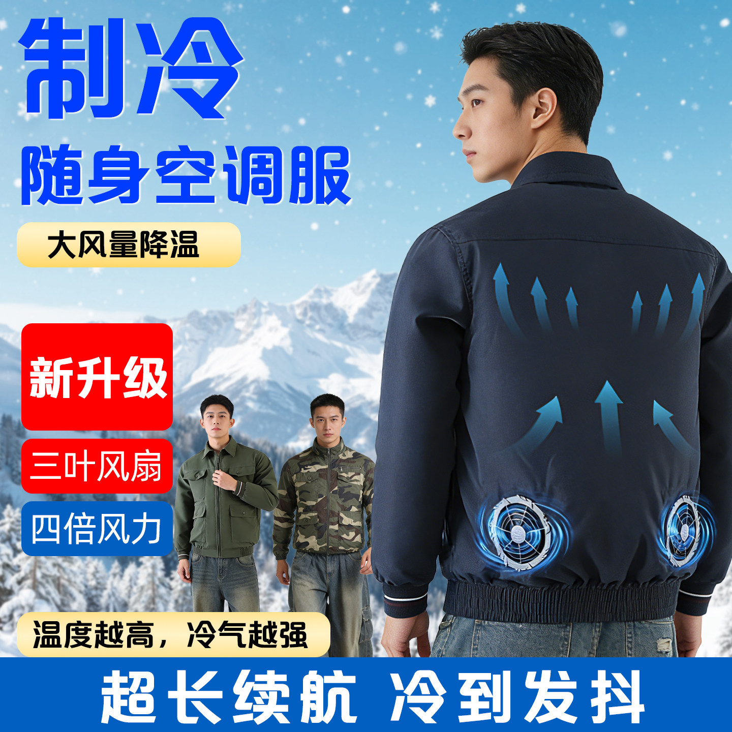 空调衣服降温工作服带风扇新款高档迷彩服干活穿耐磨制冷男款制服