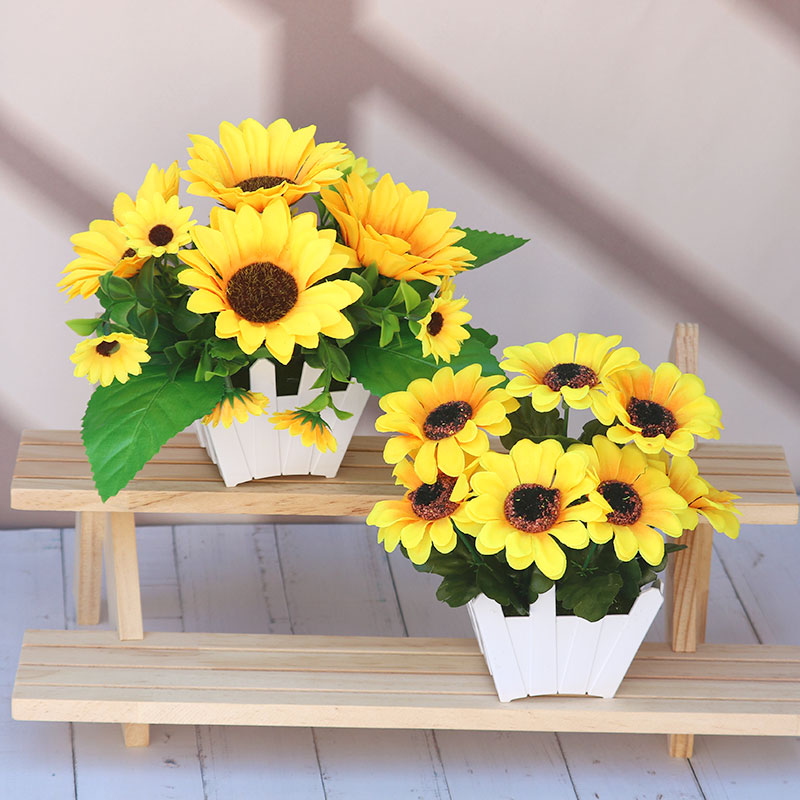 假花向日葵仿真太阳花绢花束插花盆栽室内家居装饰客厅桌面小摆件