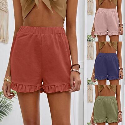 Women's shorts, high waisted cotton and linen straight leg