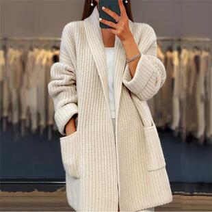 thick neck knitted jacket Women cardigan