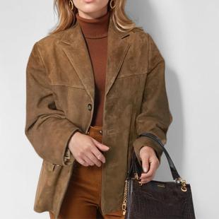Women's brown pocket long sleeved suit jacket