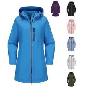 Outdoor sports waterproof windbreaker women hooded long