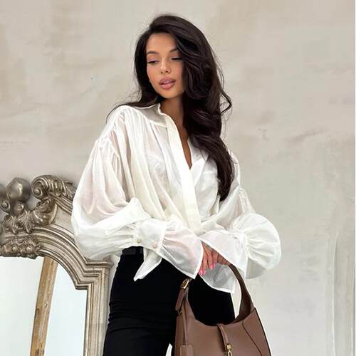 Shirt women's lantern long sleeved shirt