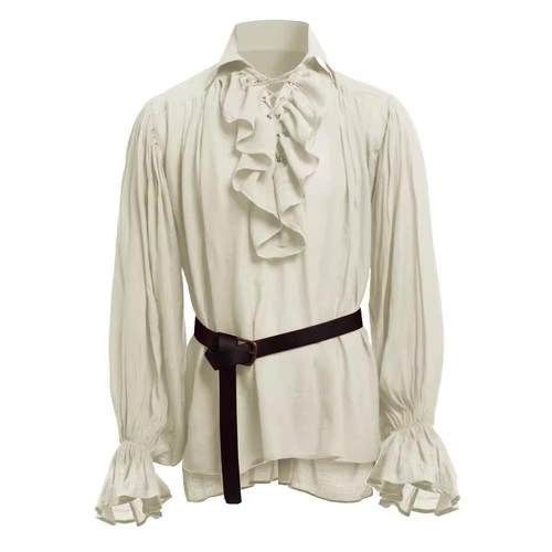 Men's performance costume with lace up puffy sleeves,