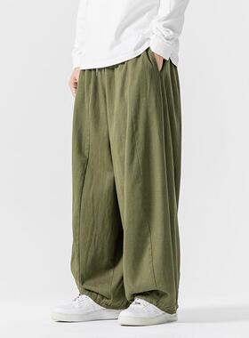 Men's oversized pants with drooping sensation, wide leg