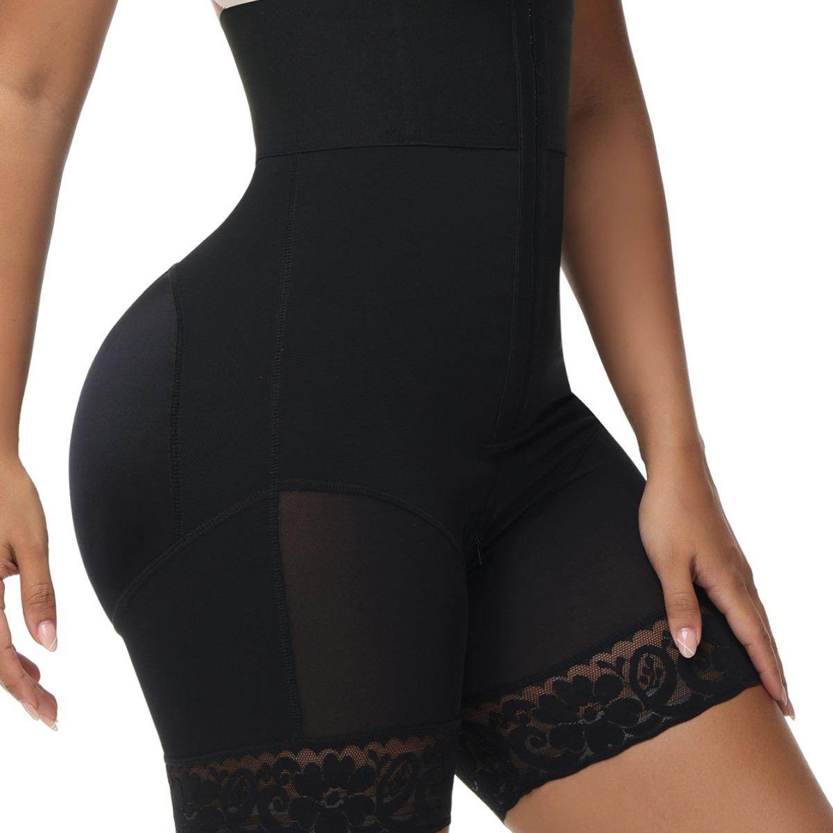 Triple body shaping and compression pants with zipper at