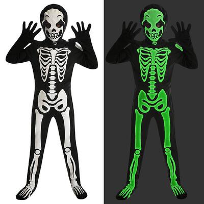Children's white skeleton ghost bone role-playing costume,