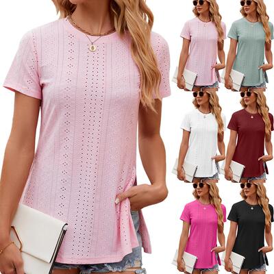 Short sleeved slit T-shirt top for women