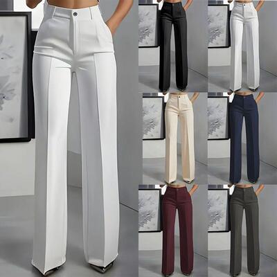 Pants with high waist and hanging sensation, straight leg