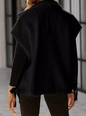 Women's plush vest, oversized sleeveless jacket, warm vest