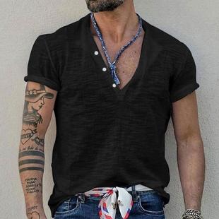 buckle bamboo short shirt 竹节系扣短恤男 Men 男士