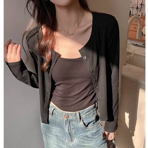 Thin cardigan jacket for women, short length, long