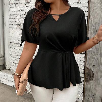 Large size women's shirt with cinched waist for slimming