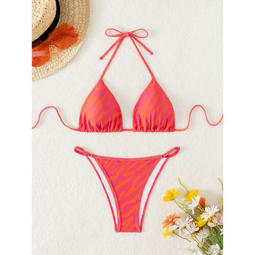 Bareback strap split bikini swimsuit
