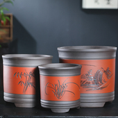 宜兴紫砂花盆兰花君子兰专用花盆陶瓷大口径兰花盆清仓特价 包邮