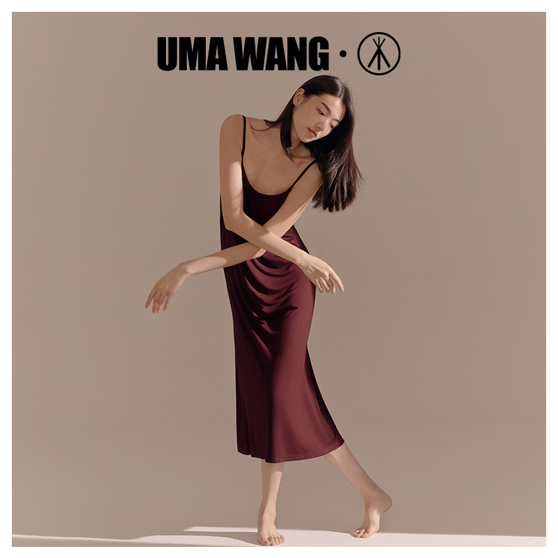 UMA WANG×三枪吊带睡裙露背时装周抗菌可外穿打底夏季女士家居裙