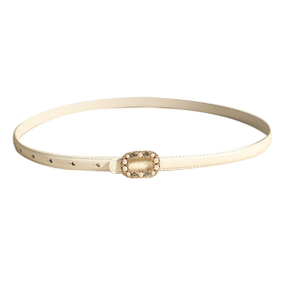 白色腰带女款配裙子水钻时尚百搭装饰连衣裙高级感真皮牛皮细皮带