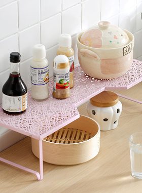 日式铁艺厨房台面落地调料调味品置物架收纳架子桌面锅架角架白色